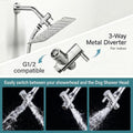 Dog Shower Sprayer with Adjustable Water Pressure & Pause Mode, Dog Shower Attachment with 100 Inch Stainless Steel Hose Metal Diverter, And Faucet Adapter for Outdoor Pet Bathing