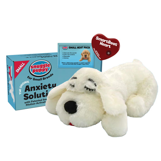 Snuggle Puppy Heartbeat Puppy Toy for Small Breeds, Compact Plush Dog Toy with Real-Feel Pulse, Designed for Crate Time, First Nights, and Rest - Cream