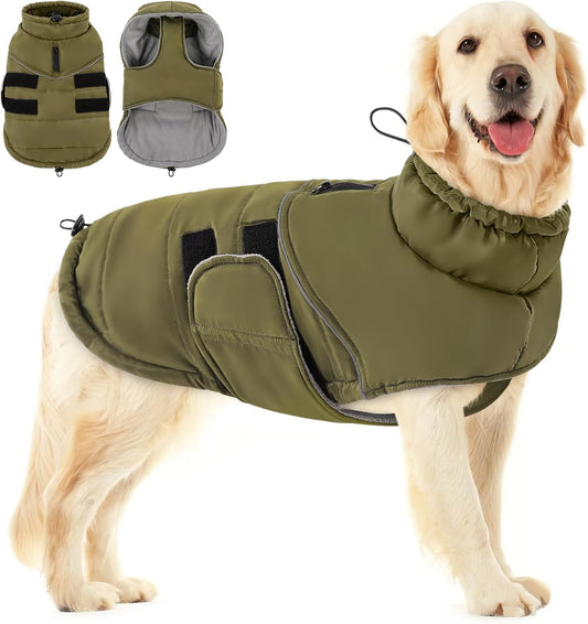 XXL Dog Coat Dog Cold Weather Reflective Jacket with Harness Hole, Labrador