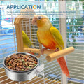 2Pcs Stainless Steel Bird Feeding Bowls, Parrot Food Water Feeder Cage Cup Holder Dia 3.93",4.72"