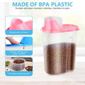 SenseYo Pet Food Storage Container 2lb 2.5L translucent Cat Dog Food Storage Container Dispenser with Measuring Cup Pour Spout Sealed Cover for Pets (Pink 1pcs)