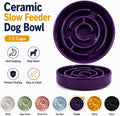 Ceramic Slow Feeder Dog Bowl, 1.5 Cup Puzzle Dish for Small Medium Dogs