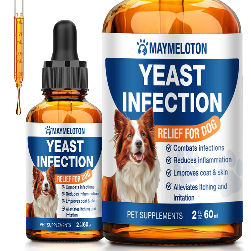 Yeast Infection Treatment for Dogs, Dog Ear Infection Treatment, Soothe Ear & Paw Discomfort, Ease Irritation & Inflammation, Aid Pet Skin Allergy, Bacon Flavor 60ml Dog Itch Relief Supplement