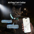 Reflective AirTag Cat Collar, Integrated Cat Tracker Collar with Air Tag Holder and Bell, Safety Elastic Band Cat GPS Collars for Girl Boy Cats, Kittens and Puppies (Green,S)