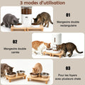 SZEE 2-Pack Cat Food Stand, Elevated Pine Wood Cat Feeder Stand for 2 Cats