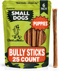 Thin Bully Sticks for Small Dogs, Puppies, 6 Inch, 25 Count, Teething Chew