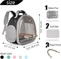Small Bird Travel Backpack Carrier Cage, Backpack to Transport Backpack Carrier with Metal Tray Stand Perch for Parakeet Cockatiel Budgies Vet Carry Book Bag Black