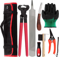 Swpeet 8Pcs Professional Farrier Tools Value Kit with Roll Pack, Horses Hoof Trimmers Shears Tools, Hoof Cutter, Farrier