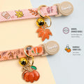 Breakaway Cat Collar with Bell, Fall Pumpkin and Maple Leaf Autumn Print, Adjustable, 2 Pack