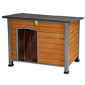 Suumerpety Indoor Outdoor Dog House,Anti-Chewing Iron Frame Dog Kennel,Wood Warm Pets Home,Weatherproof Outside Shelter for Feral Animal 33.5" (L) X 22" (W) X 25.2" (H) Brown