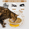 Slow Feeder Cat Bowl Set of 2, Ceramic Slow Feeding Cats Bowl Whisker Friendly, Anti Vomiting Cat Feeder for Dry and Wet Food，Fun Maze Interactive Bloat Stop Puzzle Bowls for Healthy Eating Diet
