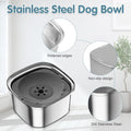 UPSKY 3L Dog Water Bowl 101oz Stainless Steel No Spill Large Capacity Dog Food Water Bowl Slow Water Feeder, Spill Proof Pet Water Dispenser Vehicle Carried Travel Water Bowl