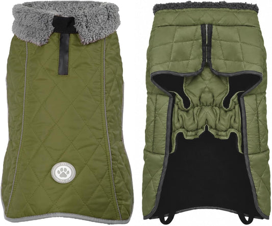 Dog Winter Coat with Waterproof Zipper Harness Hole, Fleece Dog Jacket