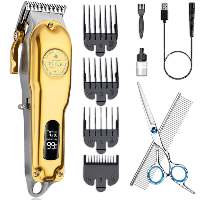 yucca Dog Grooming Clippers for Thick Heavy Coats, Cordless Animal Clippers Professional, Rechargeable Low Noise Clippers, Thick Fur Clippers with Metal Blade for Pets Dogs Cats
