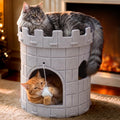 Cat Castle House for Indoor Cats, Felt Cat Cave with Fluffy Ball