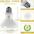 LUCKY HERP New Upgrade 3 Pack 100W Reptile Heat Lamp Bulb (3nd Gen, Safer), Amphibian UVA Heat Light Bulb, Reptile Baski