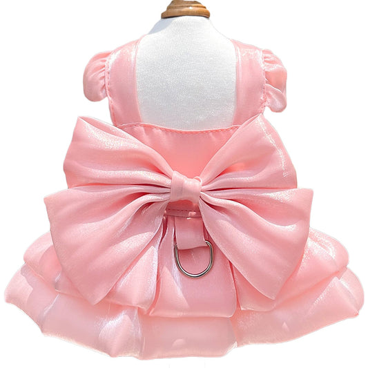 Dog Dress for Small Girl Dogs Cat Dresses for Cats Only Pink Pet Dresses with Bow Decor Cute Summer Girl Dog Skirts,Sleeveless Small Chihuahua Yorkie Clothes