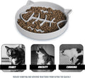 Slowpaw Silicone Cat Slow Feeder Bowl with Suction Cups - Interactive Puzzle Toy to Reduce Overeating in Kitty(Gray, 1 Cup)