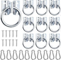 10 Pcs Cross Tie Ring Set, Horse Trailer Tie Ring with 10 Spring Snap Hook and 40 Screws, Tie Down Ring for Stall, Trail