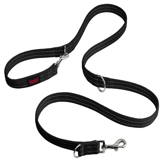 Halti Training Leash - Multifunctional Double-Ended Dog Leash, Ideal for Anti-Pulling Dog Training. Lightweight, Soft & Durable. Suitable for Medium to Large Dogs & Puppies (Size Large, Black, 2m)