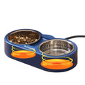 PawsPik Heated Water Bowl for Cats, 18/8 Stainless Steel Heated Pet Bowl, Outdoor Cat Bowl in Winter, Blue, 3 Cups
