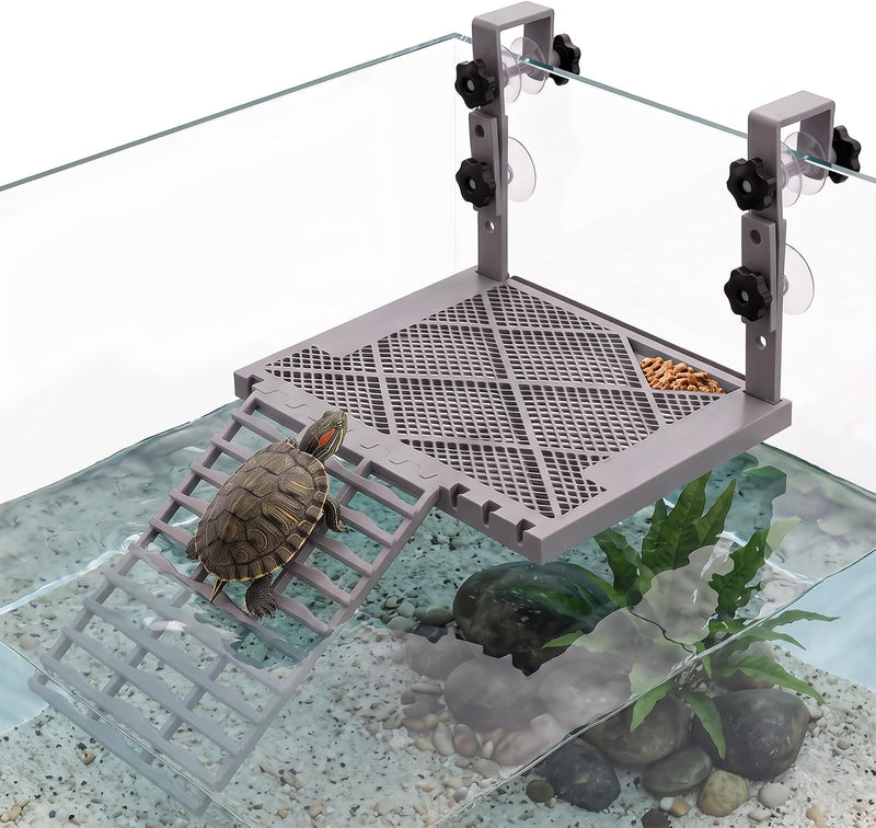 Upgraded Adjustable Hanging Turtle Basking Platform, ABS Material with Reinforced Ramp, Non-Slip Dock for Aquatic Turtle