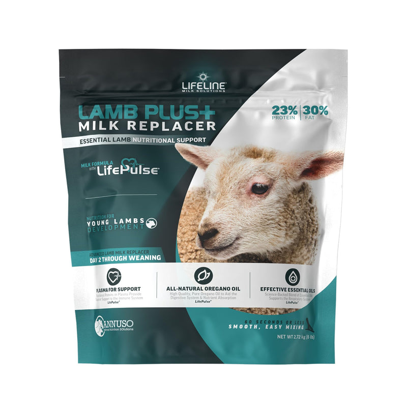 ANNUSO LIFELINE Lamb Plus+ Milk Replacer, 6lb Bag - 23% Protein & 30% Fat - Enhanced with LifePulse for Added Support - Encourages Immune, Digestive & Respiratory Health - Easy-Mix Powder