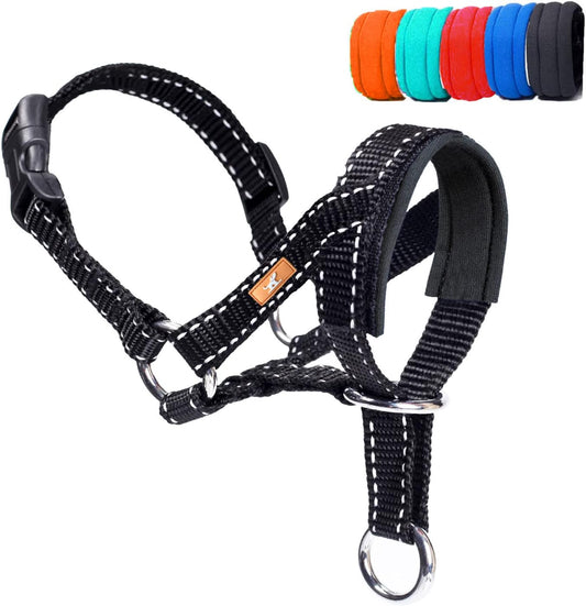 Dog Head Collar, Head Collar with Reflective Strap to Stop Pulling for Small Medium and Large Dogs, Adjustable
