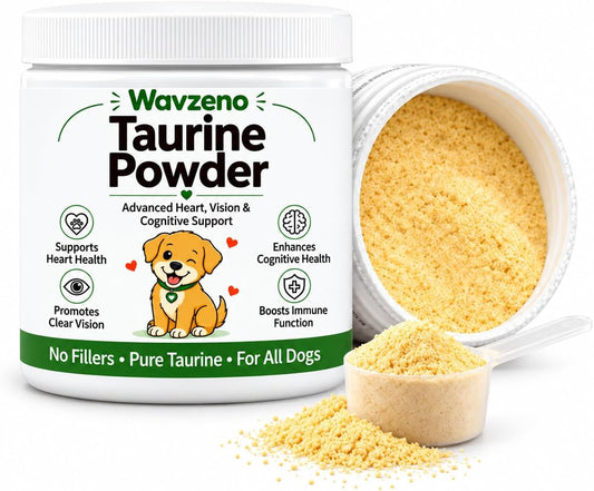 Wayzeno Taurine Powder for Dogs, Taurine Supplement with DHA, Vitamins & Minerals, Daily Dog Heart, Vision, Cognitive & 