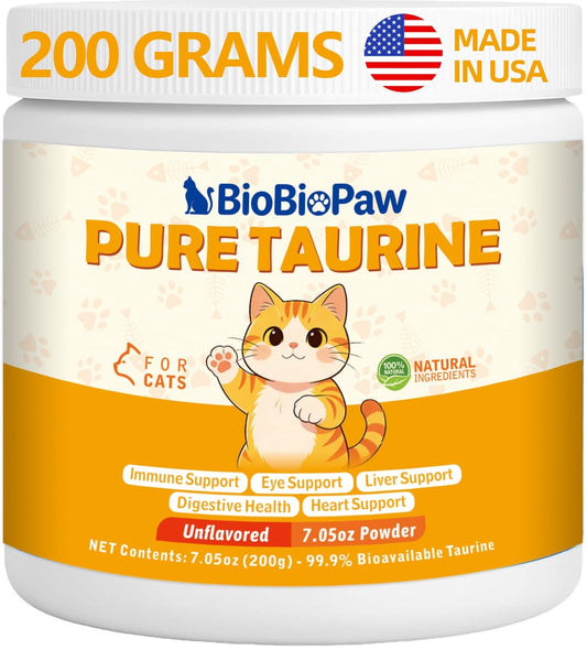 Pure Taurine for Cats Taurine Powder Supplement for Kitty Supports Vitality and Immune Health 200 Grams