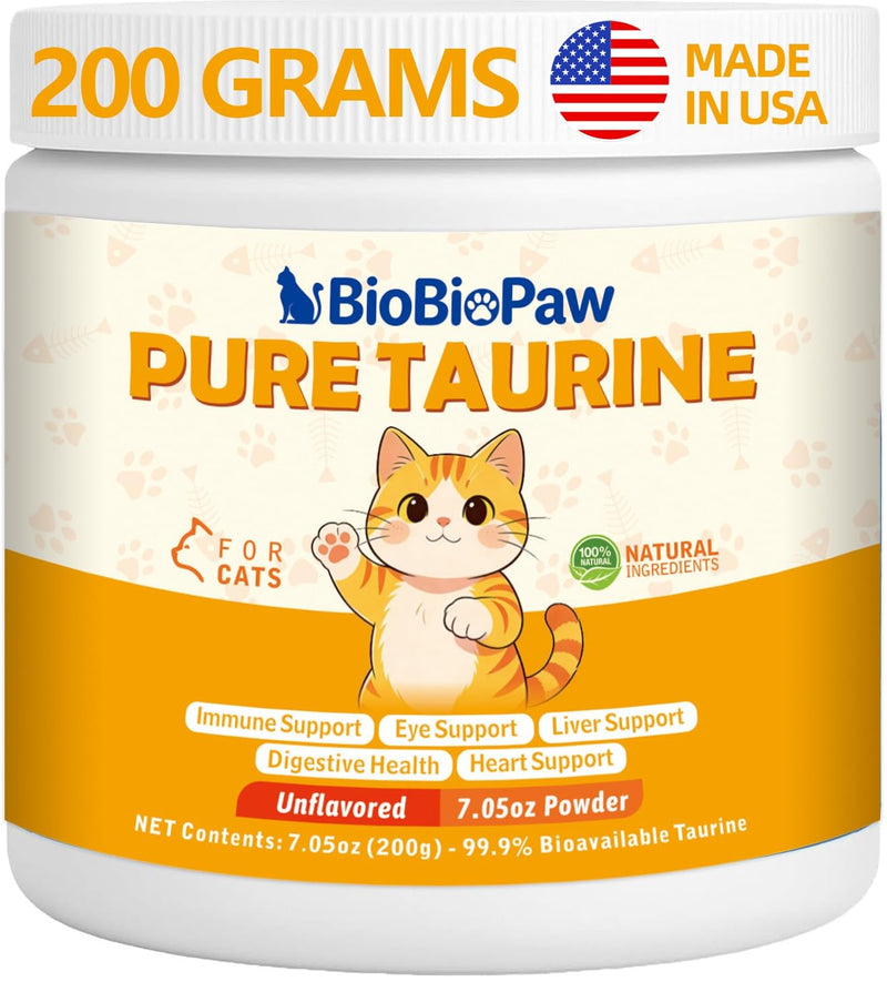 Pure Taurine for Cats Taurine Powder Supplement for Kitty Supports Vitality and Immune Health 200 Grams