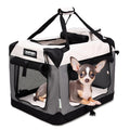 JESPET Soft Dog Crates Kennel for Pets, 3 Door Soft Sided Folding Travel Pet Carrier with Straps and Fleece Mat for Dogs, Cats(7-Light Grey, Small(24" L x 16.5" W x 16.5" H))