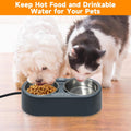 Heated Cat Bowl, Outdoor Heated Pet Bowls with Double Stainless Steel Bowl 24 OZ, Water Food Bowls for Cat Pet, Provide 