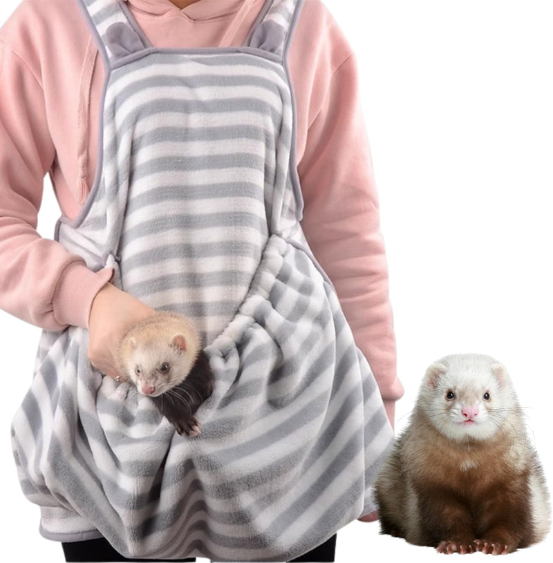 Ferret Sling Carrier - Fleece Small Pet Carrier Bag Soft Breathable Hands Free Shoulder Front Chest Apron Bonding Pouch 