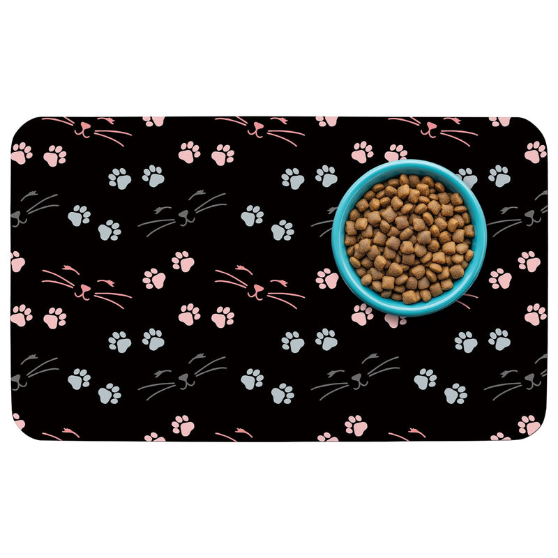 Patterned Cat & Dog Bowl Mat for Food and Water, 12