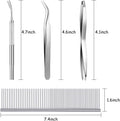 Boao 7 Pcs Tick Removal Tool Kit, Include 3 Plastic Removers, 3 Stainless Steel Tweezers with Comb for Dog and Cats(Fluorescent Green)