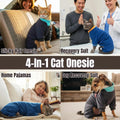 T'CHAQUE Sticky Hair Cat Onesie - Soft Long Sleeve Cat Pajamas, Anti-Shedding,Surgery Recovery Suit, Wound Protection & 