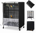 GeerDuo Bird Cage Cover, 600D Universal Parrot Cage Cover for Night, 100% Shading Oxford Cloth with Waterproof PU Coating Layer, Adjustable Soft Airy Nylon Mesh Net