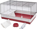 MidWest Homes for Pets 158 Wabbitat Deluxe Rabbit Home, Rabbit Cage, 39.5 L x 23.75 W x 19.75 H Inch, Maroon/White