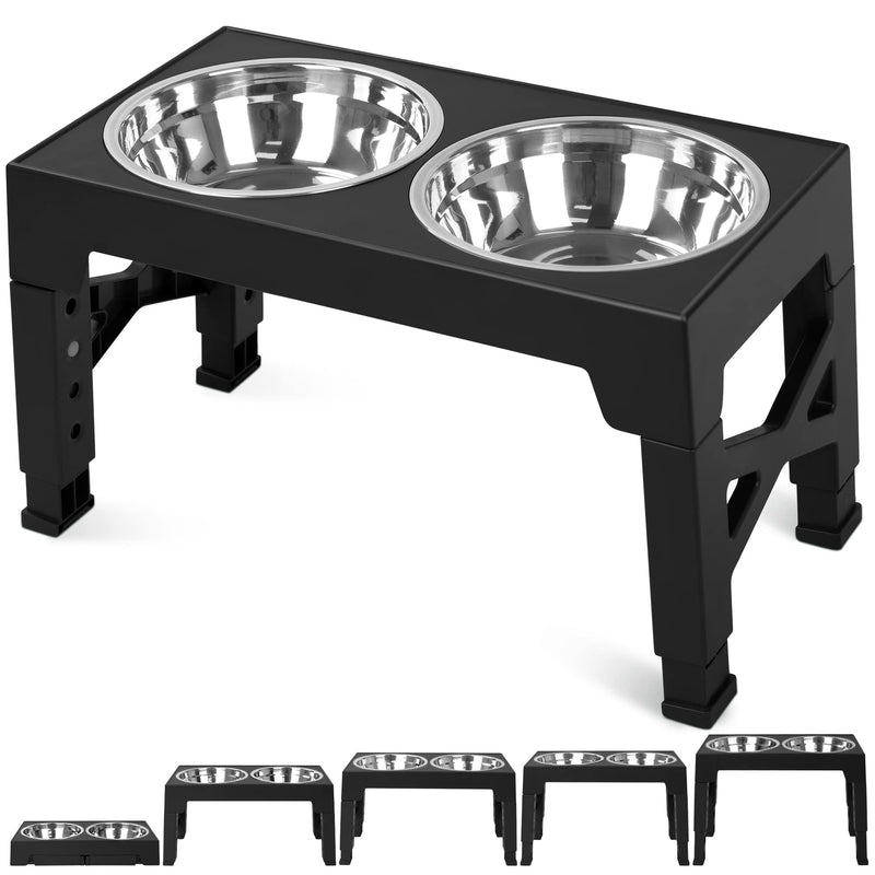 Niubya Elevated Dog Bowls with 2 Stainless Steel Dog Food Bowls, Raised Dog Bowl Adjusts to 5 Heights (3.15