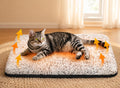 WanpeeGoo Self Warming Cat Bed, Heated Cat Bed, 2.0 Upgraded Thermal Foil Heating Pad, Plush Self-Heating Pet Mat for Crate, Floor, with Removable Washable Cover, Non-Slip, 15"x19"