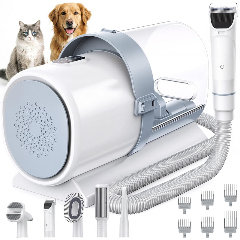 NEWBULIG 5-in-1 Pet Grooming Vacuum Kit, 2.5L Dust Cup, 3 Suction Modes and 5 Groomer Tools, Dog Clippers with Cordless Low Noise for Cats, Dogs Other Animals Hair Trimmer