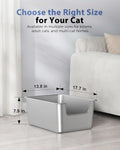 High-Sided Stainless Steel Cat Litter Box, Low Entry, Odor-Free, Non-Stick