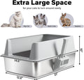 XL Stainless Steel Litter Box with Lid, Extra Large Cat Litter Box