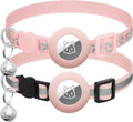 2 Pack Airtag Cat Collar Breakaway with Bell,Reflective Kitten Collar with Apple Airtag Cat Collar Holder,Adjustable 7-12In,Safety Buckle for Girl Boy Cats,Pet Supplies,Accessories,Gifts (Pink)