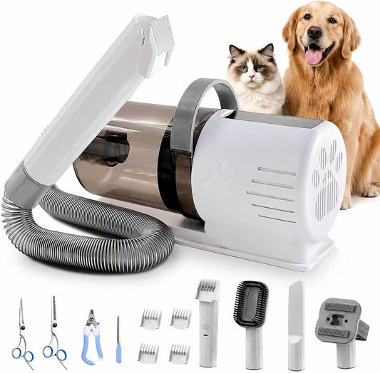 Dog Grooming Vacuum, Pet Grooming Kit with Vacuum, Hair Clipper, 7 Tools
