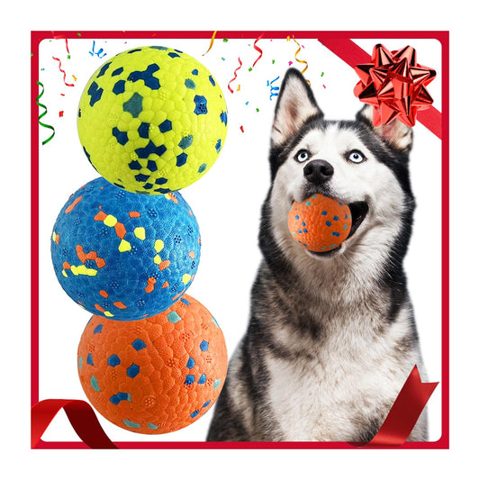 Mankoda Durable Dog Balls for Aggressive Chewers, 3'' ETPU Indestructible Rubber Floating Fetch Toys, Interactive Teething Chew Balls for Small Medium Large Dogs (3 Pack)
