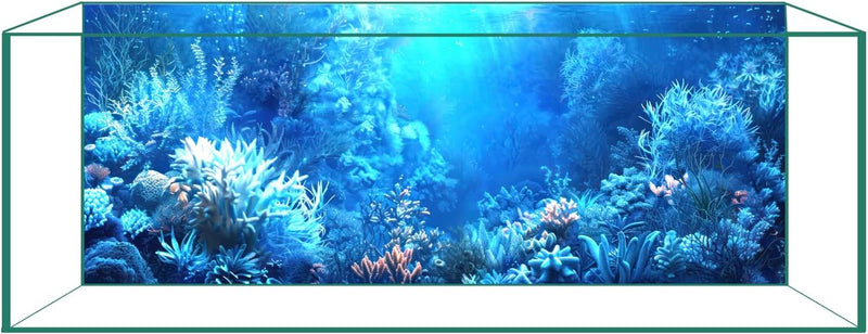 Aquarium Background Film, Static Cling, Glue-Free, Blue Ocean 11.8