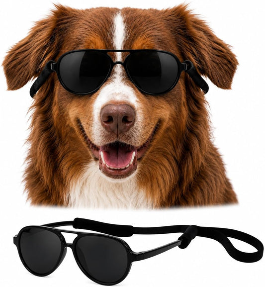 G010 Dog pet Costume Aviator Sunglasses for Medium Breeds 20-40 lbs (Black)
