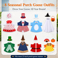 8 Set Holiday Porch Goose Outfits 23 inch All Seasons Goose Clothes for Fall Thanksgiving Halloween Christmas Valentine 